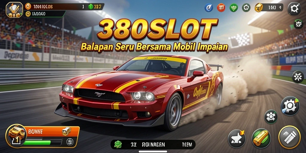 Tampilan gameplay seru dari 380SLOT dengan mobil balap cepat.