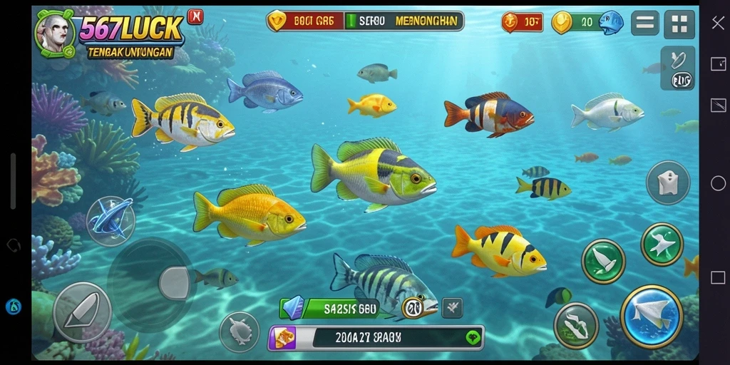 Menampilkan aksi seru dalam permainan Tembak Ikan 567LUCK.