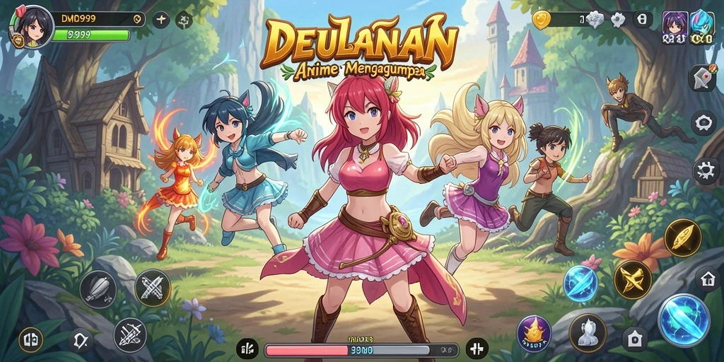 Gameplay DMD999 yang menampilkan pertempuran karakter anime.
