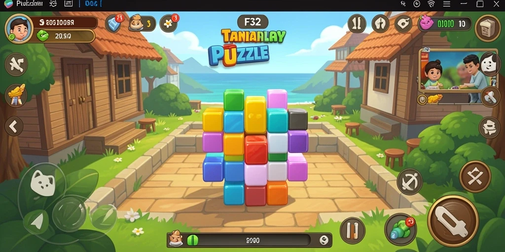 Tampilan gameplay F32 dengan berbagai teka-teki menarik.