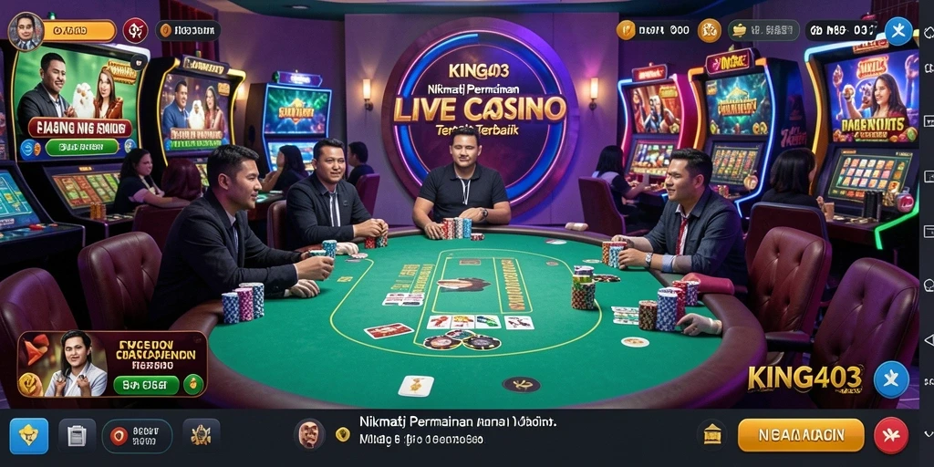 Screenshot KING403 menampilkan dealer langsung dalam permainan Live Casino yang mengasyikkan.