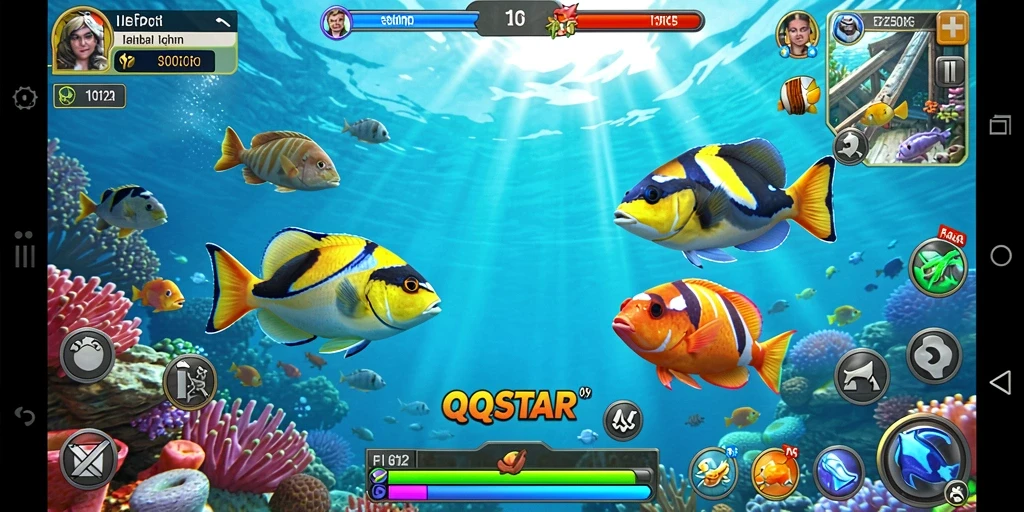 Screenshot gameplay QQSTAR menampilkan aksi seru dalam Tembak Ikan.