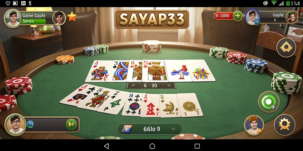 Tampilan gameplay Gaple yang seru dan interaktif di SAYAP33.
