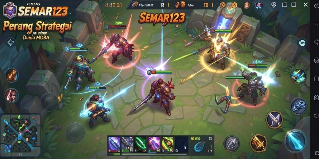 Tampilan gameplay menarik dalam pertempuran MOBA.