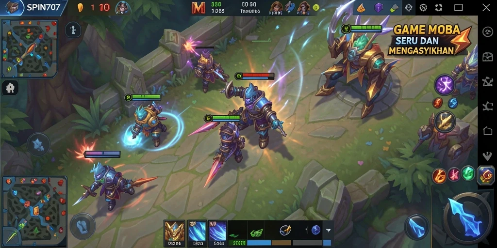 Tampilan seru gameplay SPIN707 dengan pertempuran tim yang dinamis.