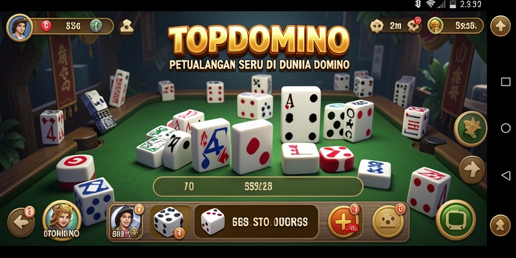 Tampilan screenshot utama TOPDOMINO yang menampilkan gameplay penuh aksi dan petualangan.