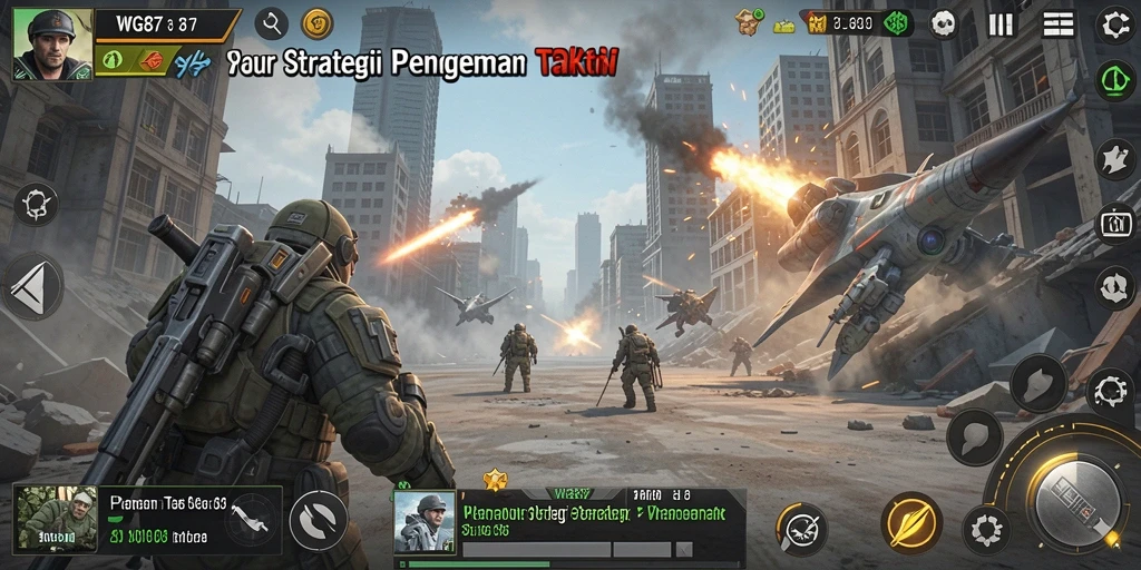 Tampilan gameplay WG87 menampilkan strategi perang yang intens dan mendebarkan.