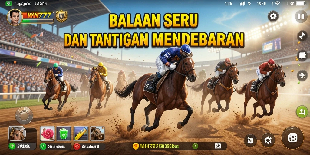 Screenshot gameplay WIN777 yang menampilkan aksi balapan yang mendebarkan.